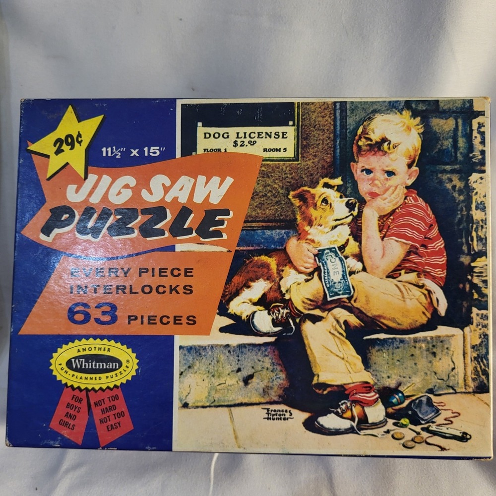 Vintage Boy & Dog Whitman Jigsaw Puzzle 63 pieces Series 302 # 4429 Complete